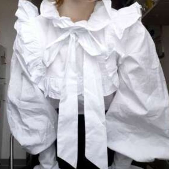 GLAM GIRL Statement lantern Sleeved Blouse white - Picture 6 of 7